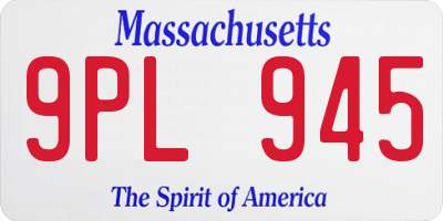 MA license plate 9PL945