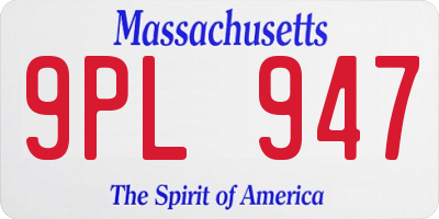 MA license plate 9PL947