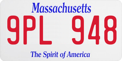 MA license plate 9PL948