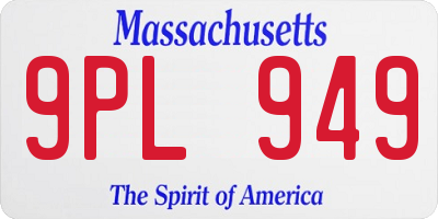 MA license plate 9PL949