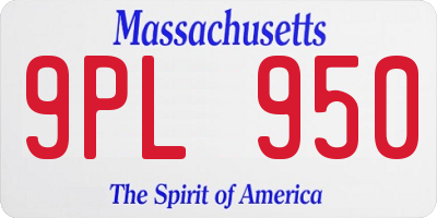 MA license plate 9PL950