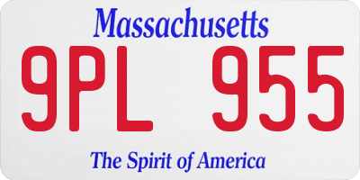 MA license plate 9PL955