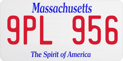 MA license plate 9PL956