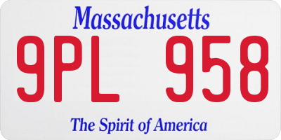 MA license plate 9PL958