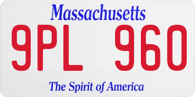 MA license plate 9PL960