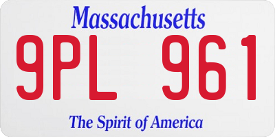 MA license plate 9PL961