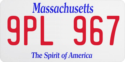 MA license plate 9PL967