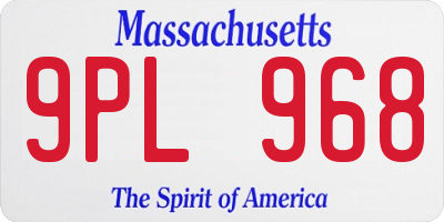 MA license plate 9PL968