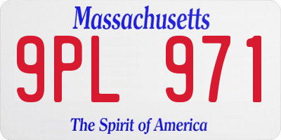 MA license plate 9PL971