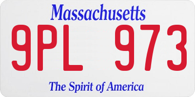 MA license plate 9PL973