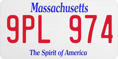 MA license plate 9PL974
