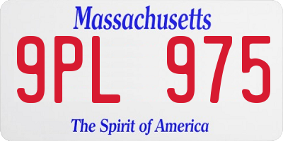 MA license plate 9PL975