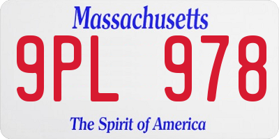 MA license plate 9PL978
