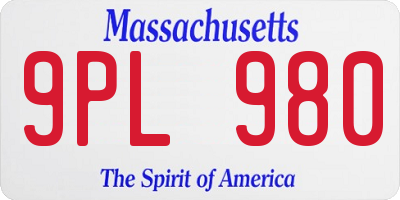 MA license plate 9PL980