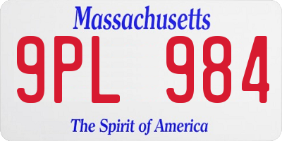 MA license plate 9PL984
