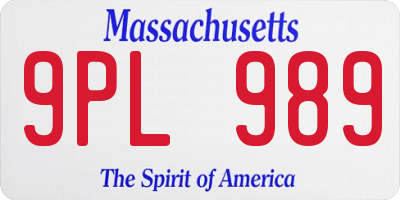 MA license plate 9PL989
