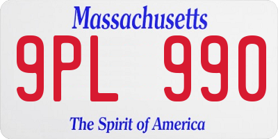 MA license plate 9PL990