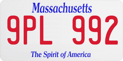 MA license plate 9PL992