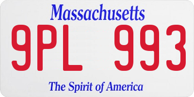 MA license plate 9PL993