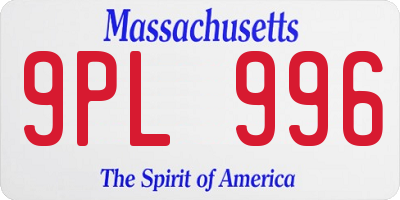 MA license plate 9PL996