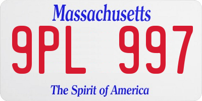 MA license plate 9PL997