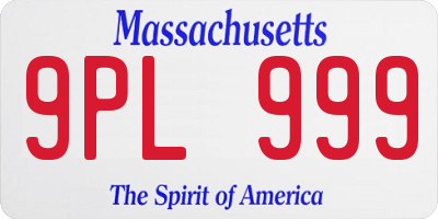 MA license plate 9PL999