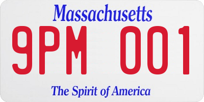 MA license plate 9PM001