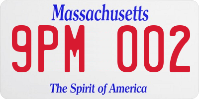 MA license plate 9PM002
