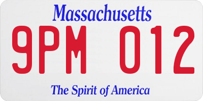 MA license plate 9PM012