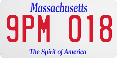 MA license plate 9PM018