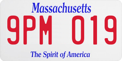 MA license plate 9PM019