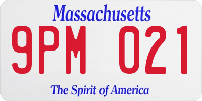 MA license plate 9PM021
