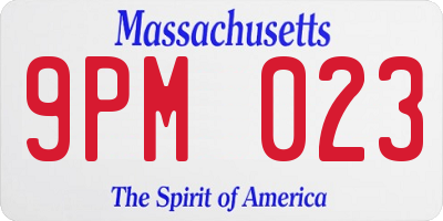 MA license plate 9PM023