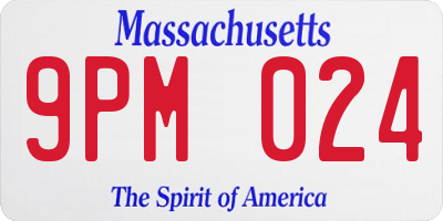 MA license plate 9PM024
