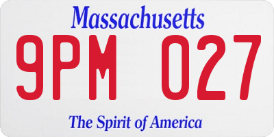 MA license plate 9PM027