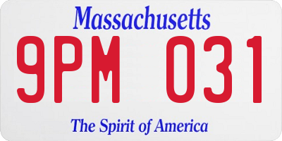 MA license plate 9PM031
