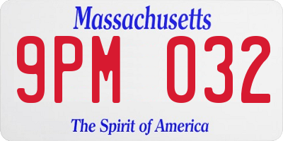MA license plate 9PM032