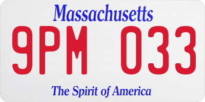 MA license plate 9PM033