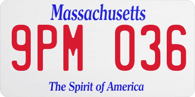 MA license plate 9PM036