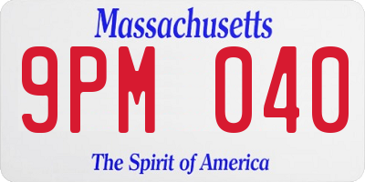 MA license plate 9PM040