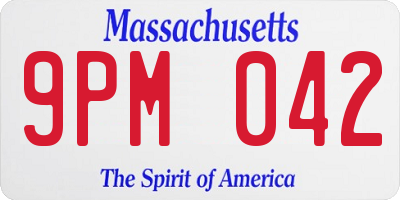 MA license plate 9PM042