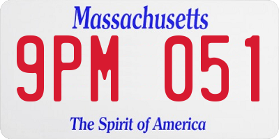 MA license plate 9PM051