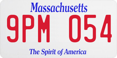 MA license plate 9PM054