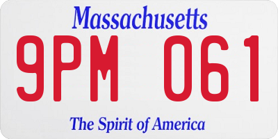 MA license plate 9PM061