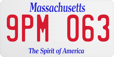 MA license plate 9PM063