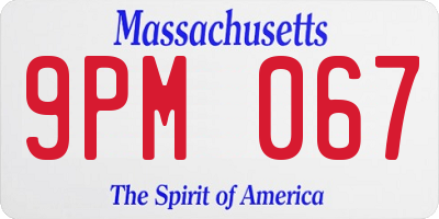 MA license plate 9PM067