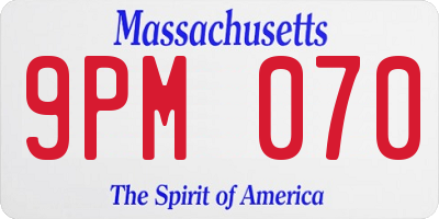 MA license plate 9PM070