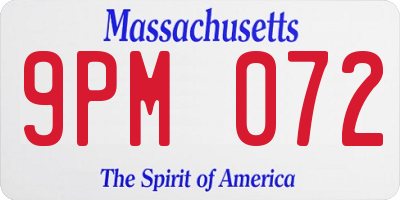 MA license plate 9PM072