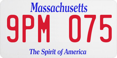 MA license plate 9PM075