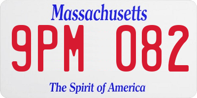 MA license plate 9PM082